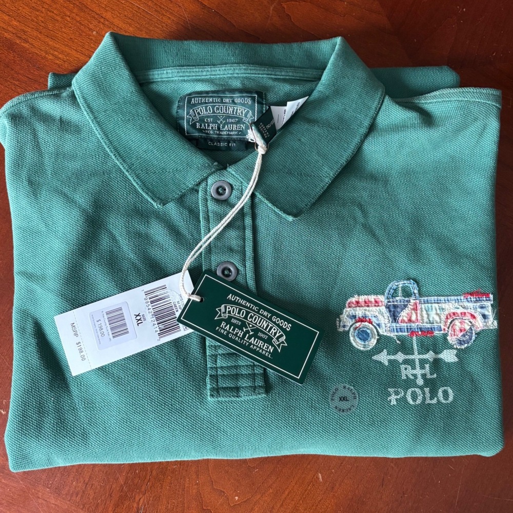 Polo Country Ralph Lauren M XXL Antique Green Artisan Cotton Mesh Polo NWT